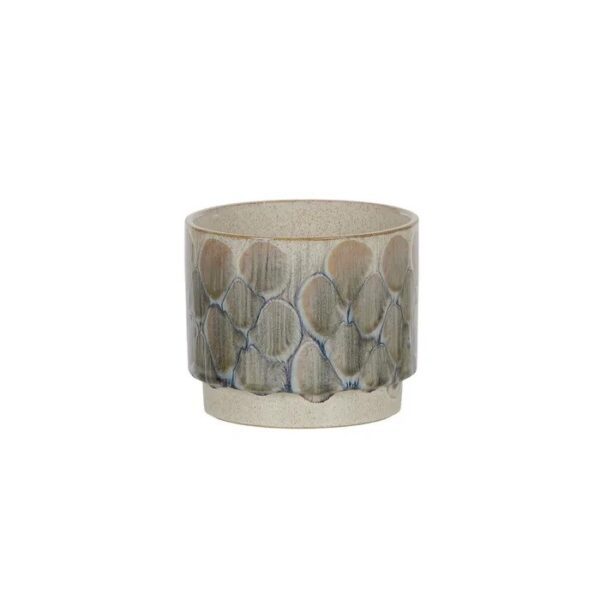 POT FINCH - CERAMIC IVORY/BLUE 18 X 15.5CM