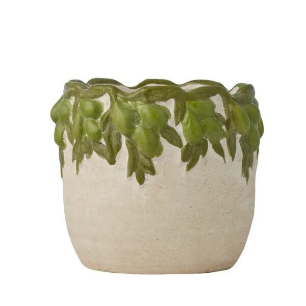 POT ULIVETO - CERAMIC NATURAL/GREEN 18X17.5CM