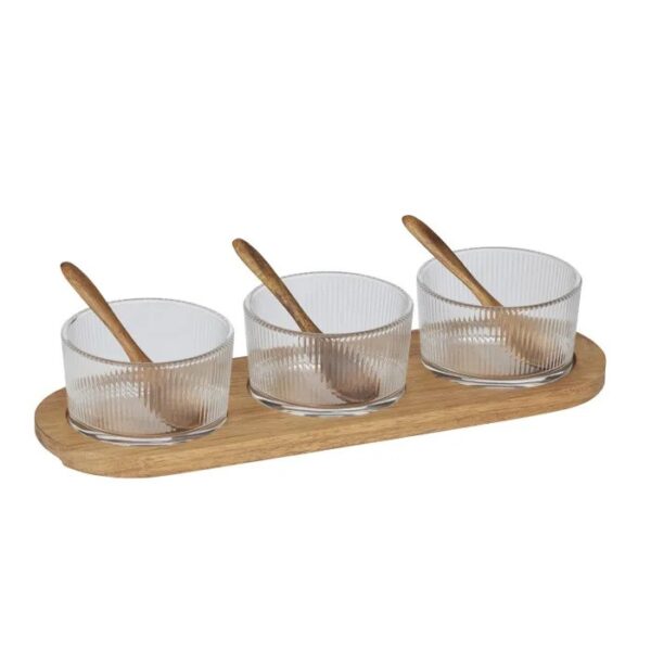 SERVIING SET - DRITTA GLASS/WOOD 7PC